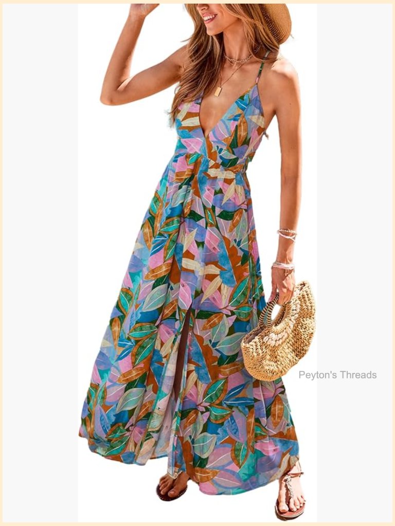 Sleeveless Maxi Dress With Plunging V-Neck And Adjustable Straps